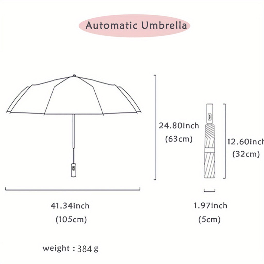 1pc Parapluie Pliant Automatique Xiaomi, Cadre en Fer ¨¤ 10 Brides, Auvent en Tissu 190T, Coupe-Vent, Protection UV, Ouverture\u002FFermeture en Un Clic, Parapluie de Voyage Portable avec Poign¨¦e en Plastique
