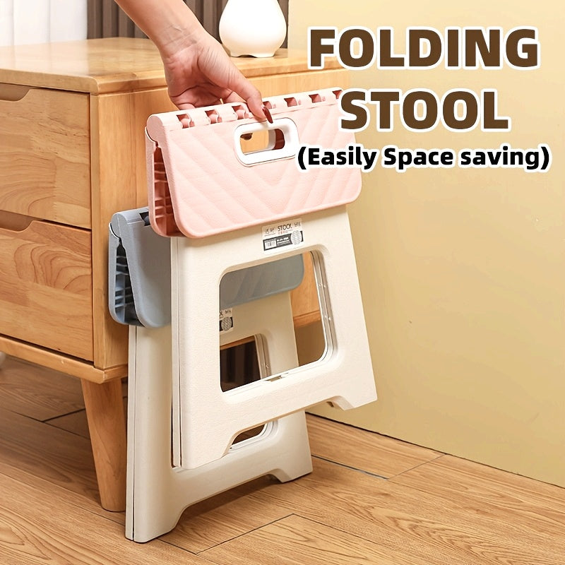 Blue Square Folding Stool, 661.39LB Thick Plastic, Portable & Lightweight, Expandable Storage, High Load-Bearing Capacity, No Battery Needed, for Outdoor Camping & Home Use