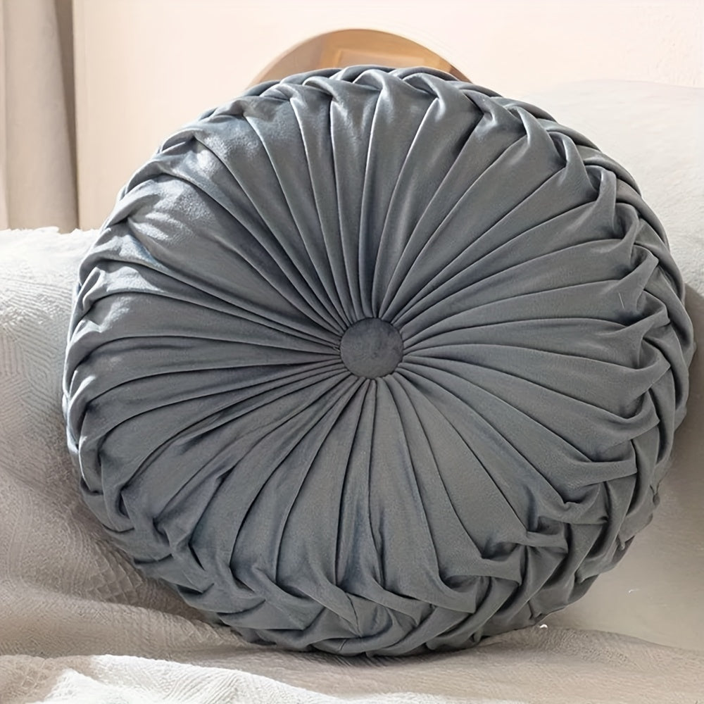 Lot de 2 Coussins D¨¦coratifs Pliss¨¦s Ronds, Coussins d'Accent ¨¦l¨¦gants en Forme de Citrouille avec Bouton Central, Coussins de Sol en Velours Vintage pour Canap¨¦, Chaise de Vanit¨¦ et Lit