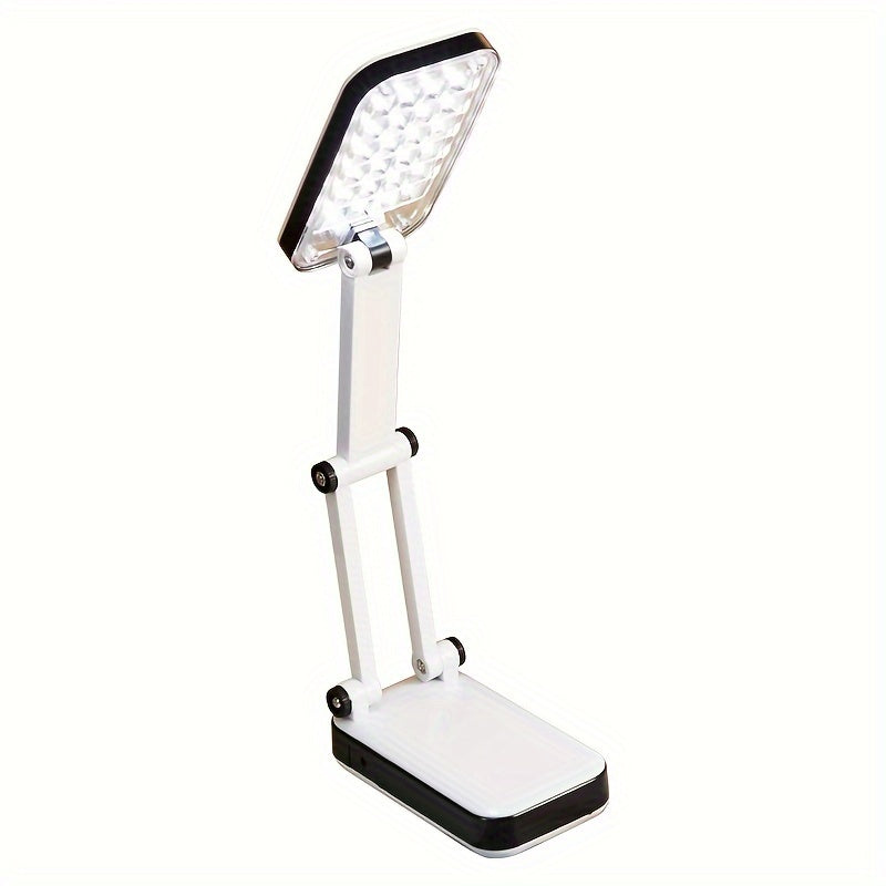 Foldable LED Desk Lamp with Eye Protection, Dual Power Source (Battery\u002FUSB), Adjustable Brightness, White, Ideal for Students, Dorm Rooms, and Bedside Reading, Desk Lamps for Home Office