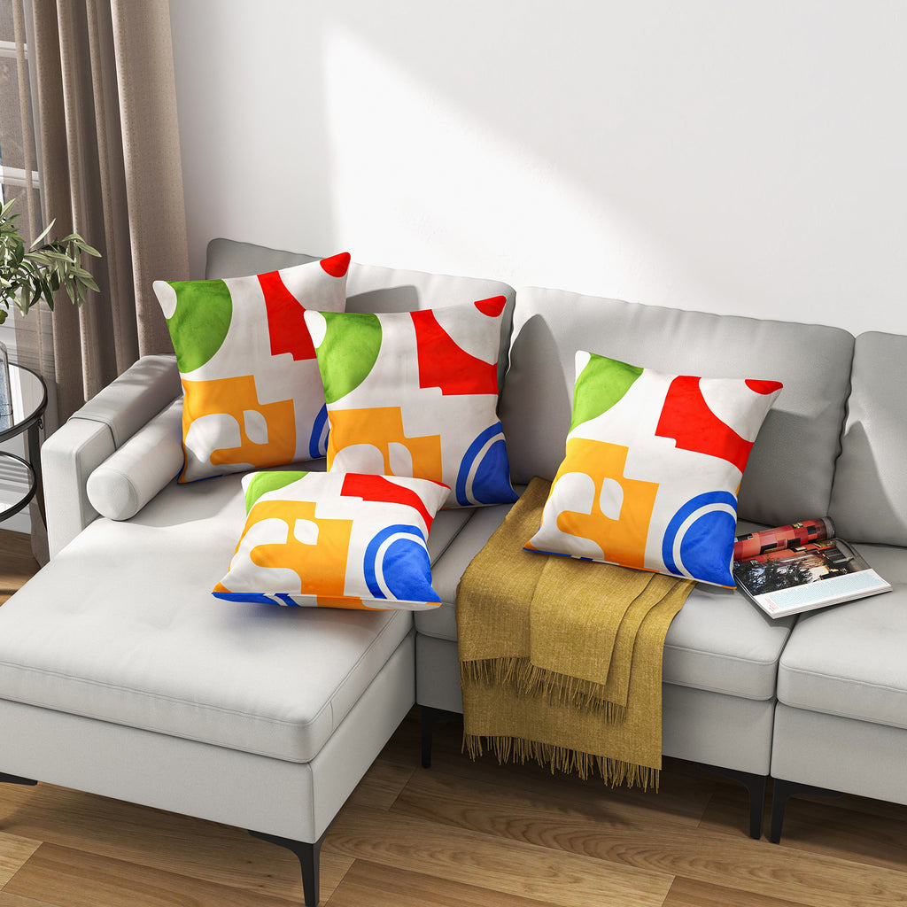 Maxmass Ensemble de 4 Coussins Carr¨¦s en Velours Amovibles et Lavables, Rouge 18\