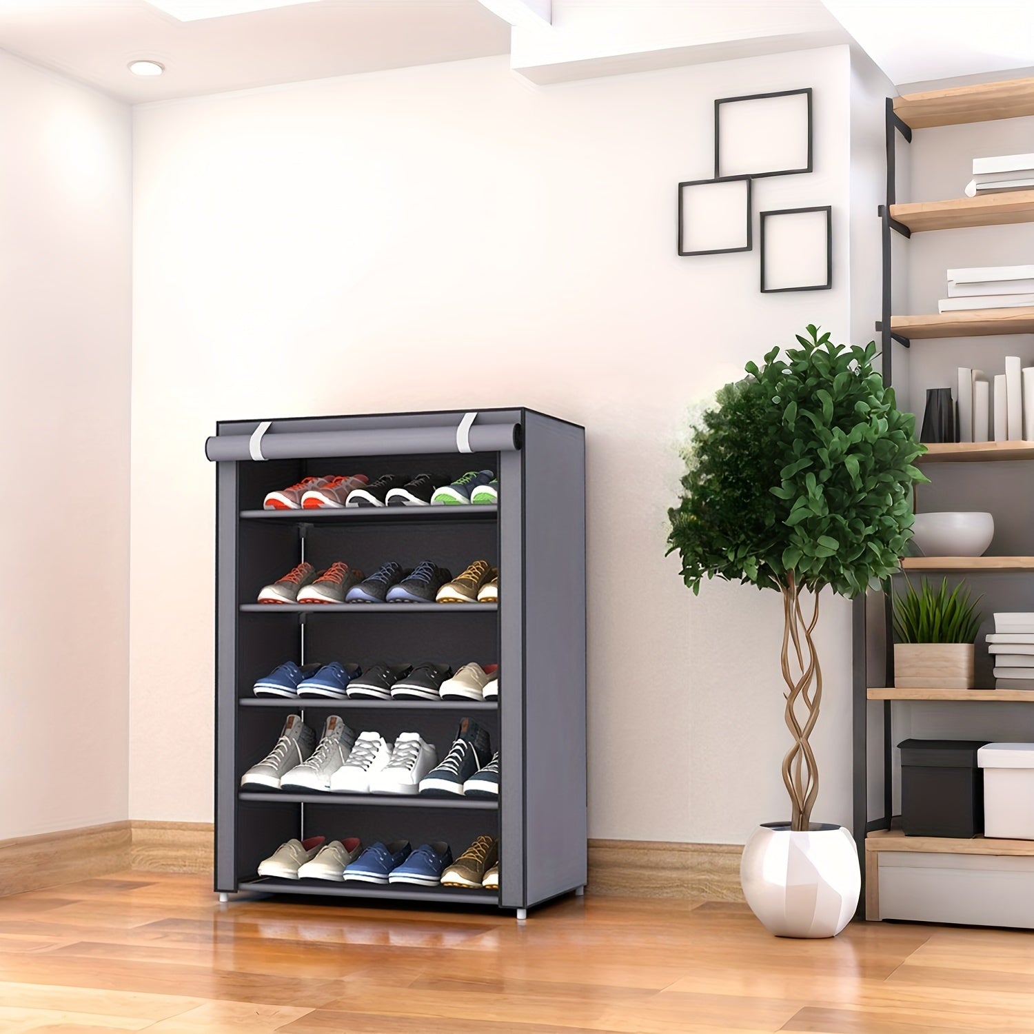 1pc Modern Metal Shoe Rack Organizer - Multipurpose, Rectangle, Dustproof, Breathable, Non-Waterproof, Space-Saving with Ample Shelving for Home Organization, Box,Cabinet,Rack for Outdoor Storage