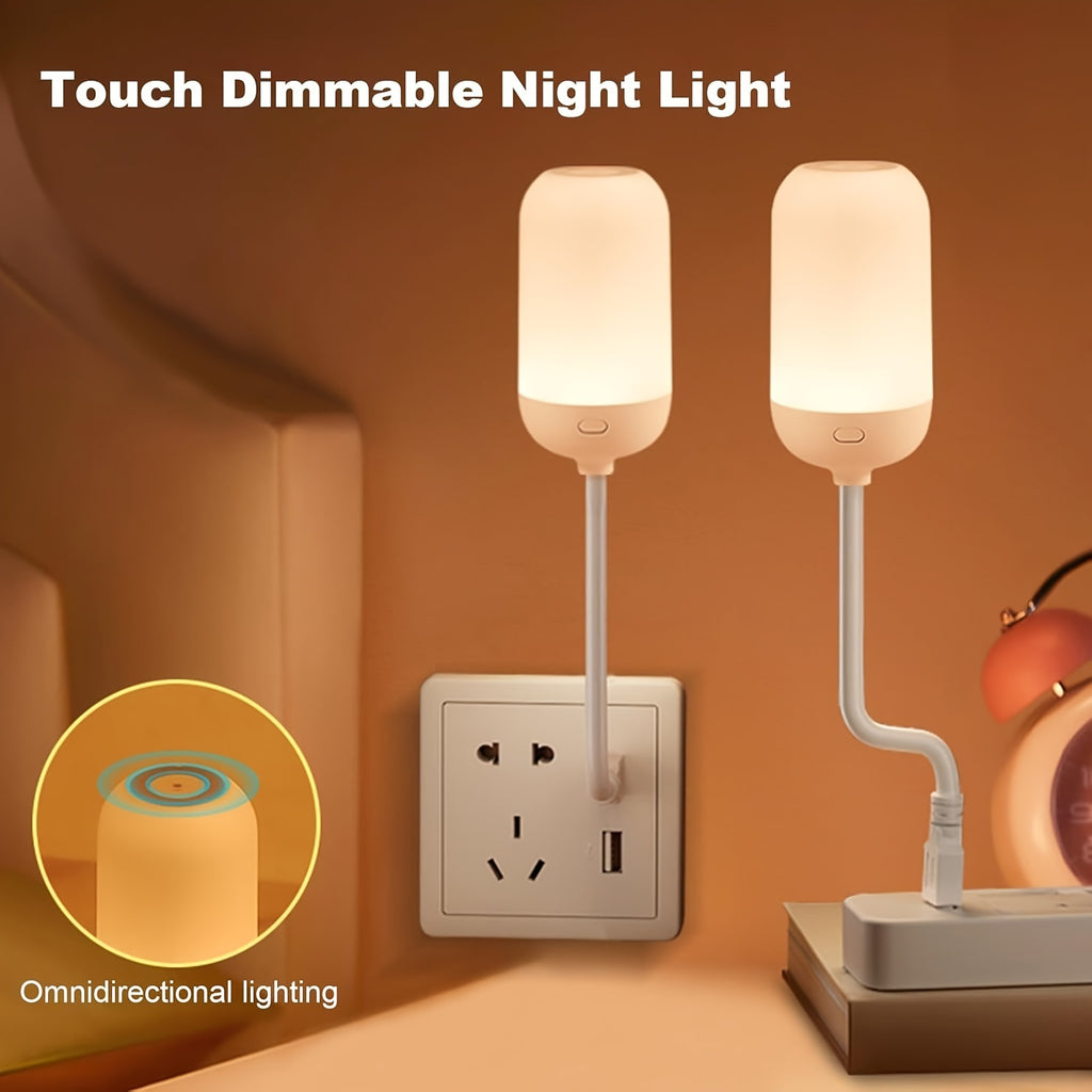 1pc Touch-Controlled Dimmable LED Night Light, USB Powered Eye-Caring Desk & Wall Lamp, PVC Material, 3 Color Temperatures for Home Use