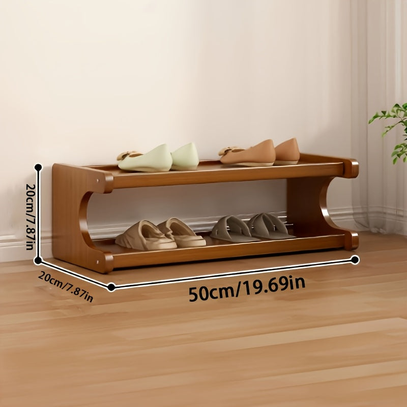 2-Tier\u002F6-Tier Natural Finish Wooden Shoe Rack - Space-Saving, Easy to Assemble, Perfect for Dorms and Hallways, Stylish Narrow Storage Solution, Non-Food Contact Safe, Shoe Organizer Box