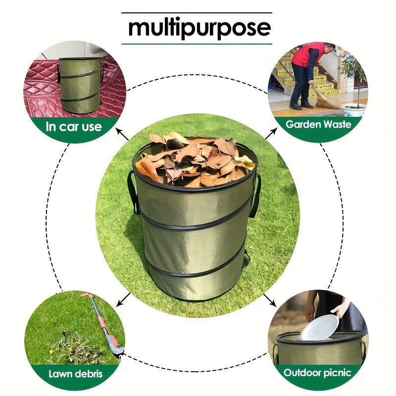 Car mounted pop-up trash bin, outdoor camping folding trash bin, leak proof Oxford cloth handle bin, portable camping picnic storage bin, large folding bag, garbage bag