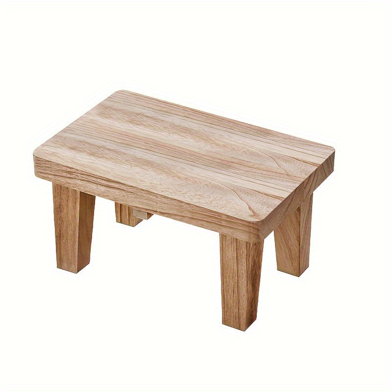 1pc Solid Wood Retro Square Stool - Japanese Style Low Seat, Footstool for Living Room and Bedroom, No Cushion