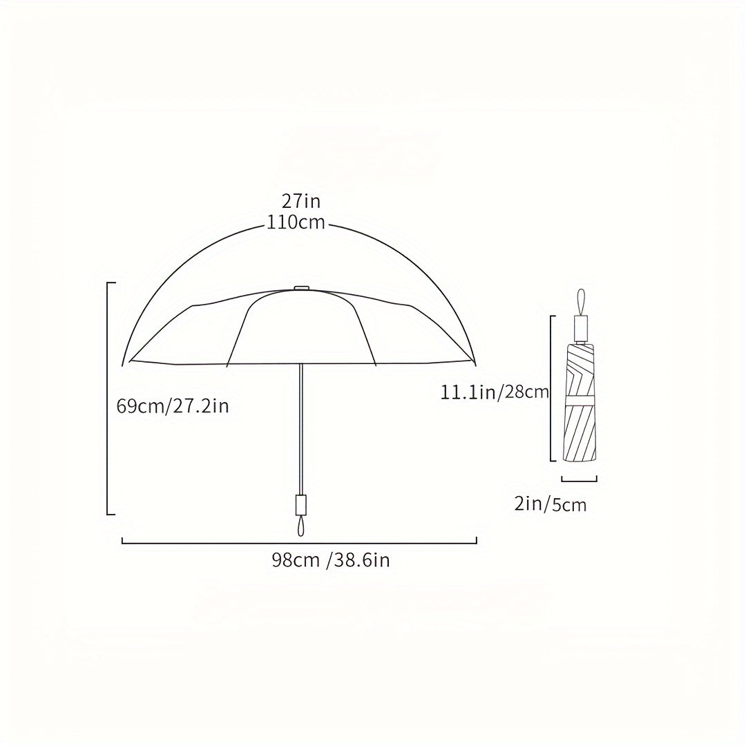 Parapluie pliant ¨¤ motif floral Partysu, l¨¦ger et portable, imperm¨¦able ¨¤ 8 baleines, protection solaire, ¨¦quipement de pluie pour les d¨¦placements quotidiens, parapluie de voyage ¨¤ main.