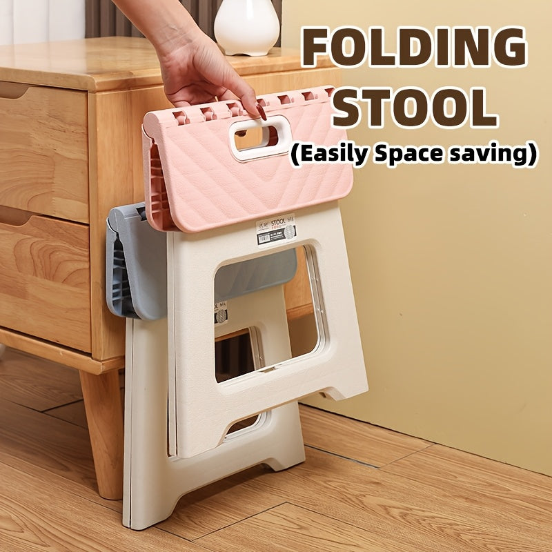 Blue Square Folding Stool, 661.39LB Thick Plastic, Portable & Lightweight, Expandable Storage, High Load-Bearing Capacity, No Battery Needed, for Outdoor Camping & Home Use