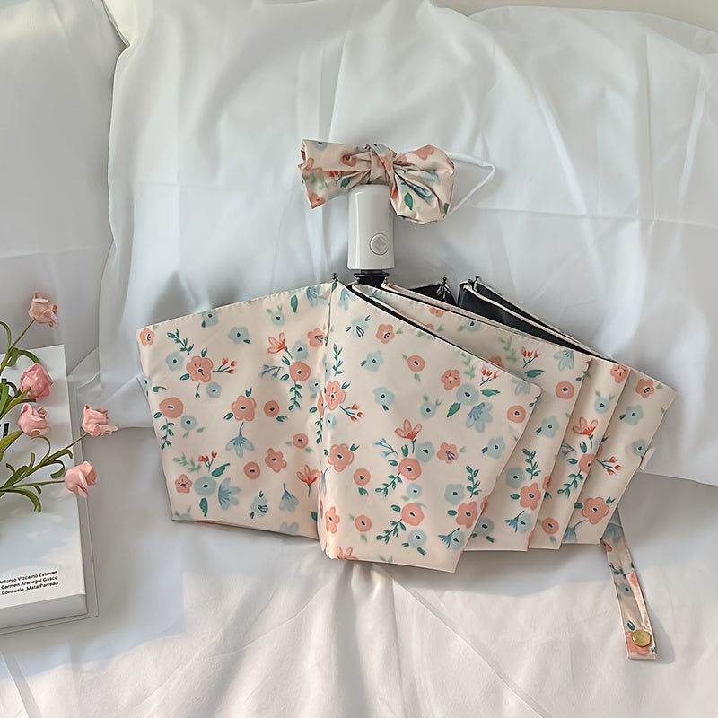 Parapluie pliant ¨¤ motif floral Partysu, l¨¦ger et portable, imperm¨¦able ¨¤ 8 baleines, protection solaire, ¨¦quipement de pluie pour les d¨¦placements quotidiens, parapluie de voyage ¨¤ main.