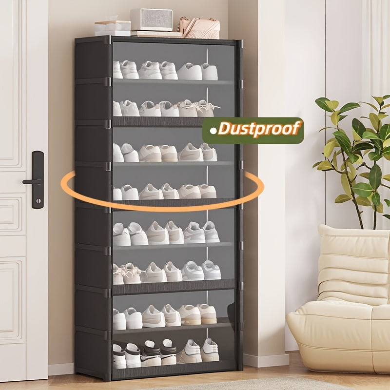 5-Tier Oversized Shoe Rack - Transparent Carbon Steel Modern Shoe Storage Organizer with Sturdy Metal Frame, Multi-Layer Design for Bedroom, Garage, Office - Space-Saving Durable Shoe Cabinet, Shoe Organizer Storage, Bedroom Organizer, Sleek Material