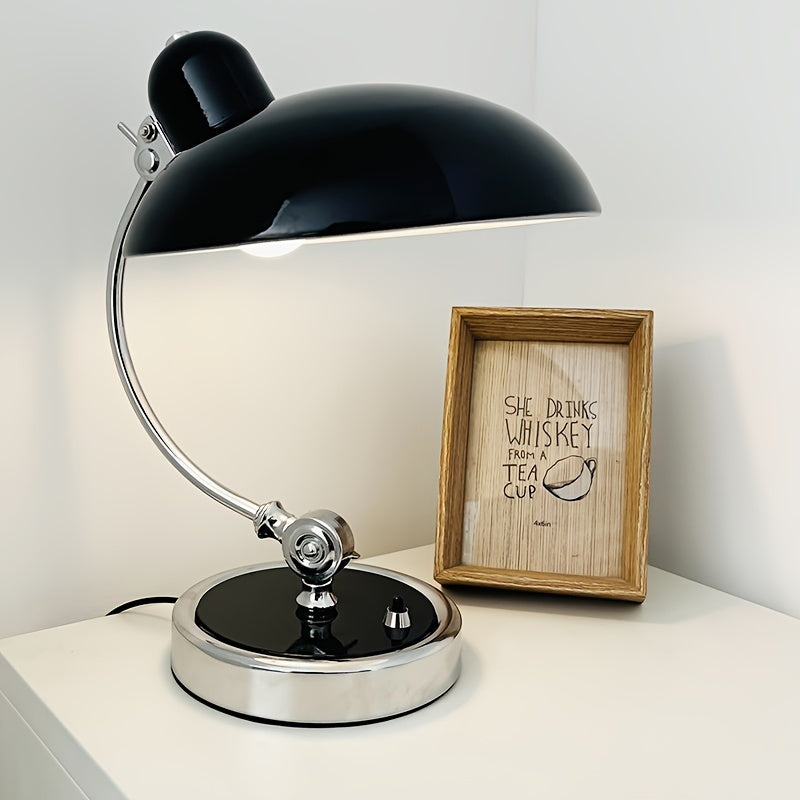 Minimalist and fashionable office desk lamp with creative ironwork, featuring exquisite black or white paint finish, serving as an artistic decorative ambiance table lamp, complete with a bulb.
