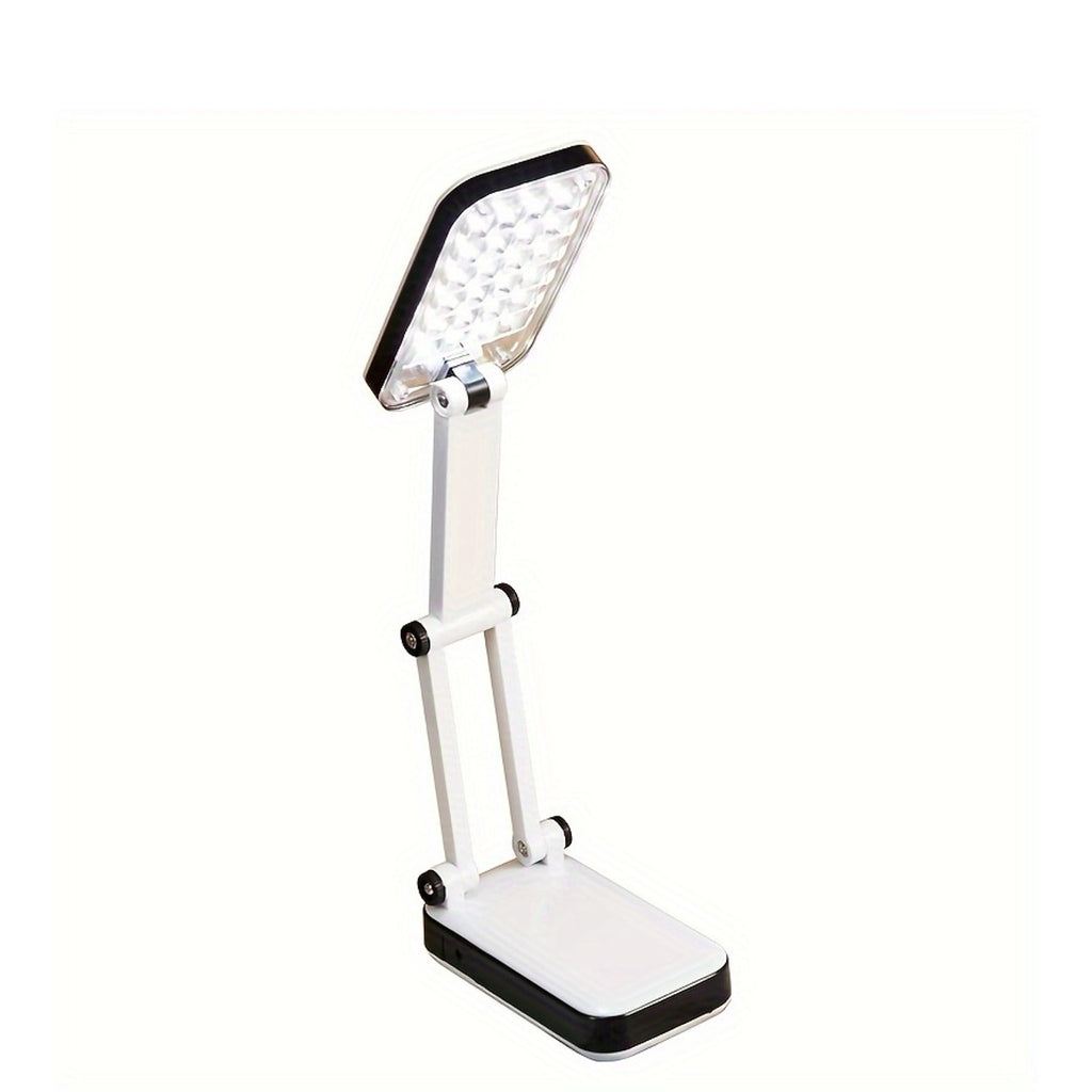 Foldable LED Desk Lamp with Eye Protection, Dual Power Source (Battery\u002FUSB), Adjustable Brightness, White, Ideal for Students, Dorm Rooms, and Bedside Reading, Desk Lamps for Home Office