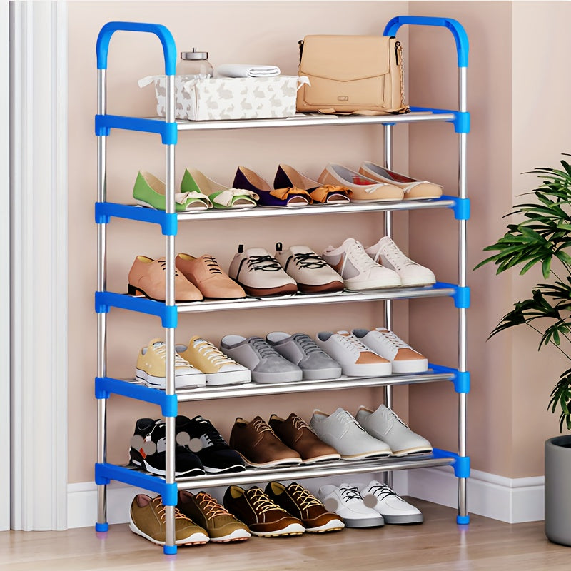 Sturdy Multi-Tier Metal Shoe Rack with Colorful Accents - Easy Assembly, Floor Standing Storage Shelf for Home Organization, Ideal for Shoes & More, Shoe Storage Organizer, Utility Racks