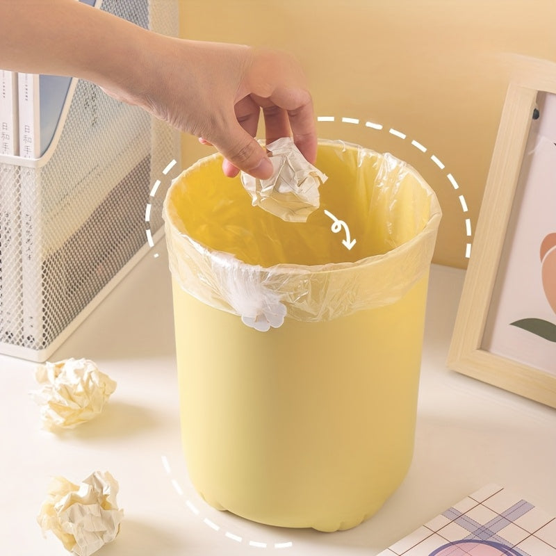 1pc Mini Desktop Trash Can Open-Top Plastic Office Wastebasket - Cylindrical Shape for Home and Office Use