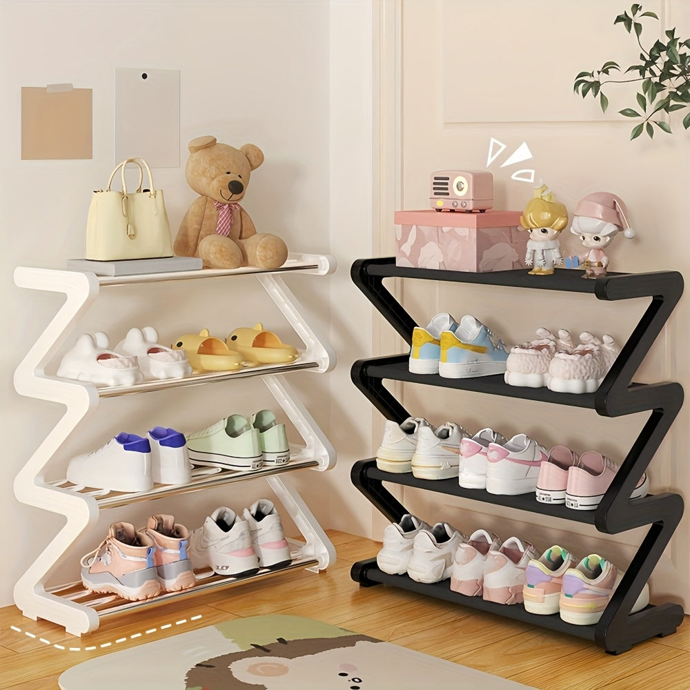 4-Tier Z-Shaped Shoe Rack ¨C Space-Saving, Multi-Layer Storage Organizer for Bathroom, Dorm, or Small Apartment ¨C Easy Assembly, Under 27\