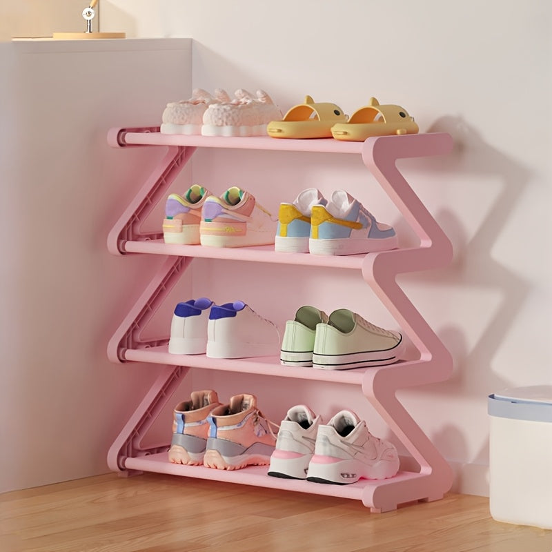 4-Tier Z-Shaped Shoe Rack ¨C Space-Saving, Multi-Layer Storage Organizer for Bathroom, Dorm, or Small Apartment ¨C Easy Assembly, Under 27\