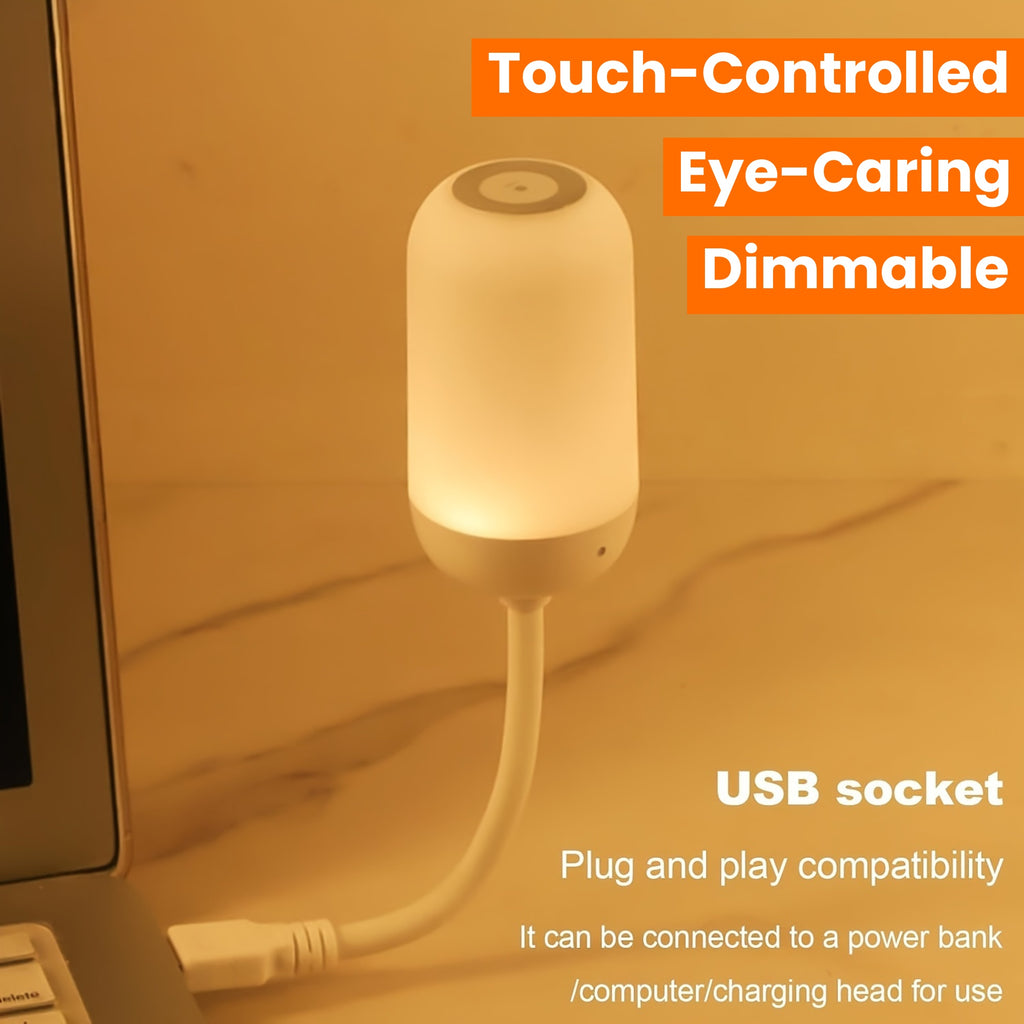 1pc Touch-Controlled Dimmable LED Night Light, USB Powered Eye-Caring Desk & Wall Lamp, PVC Material, 3 Color Temperatures for Home Use