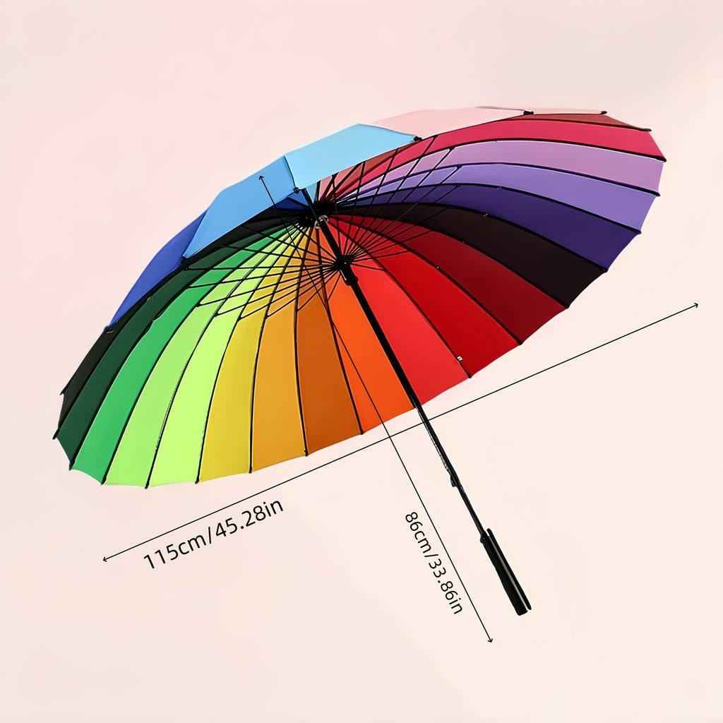 Parapluie Arc-en-ciel Vibrant 1pc - ¨¦pais, Grand, Ouverture et Fermeture Manuelle, Conception Coupe-Vent ¨¤ 24 Nervures, Protection UV, Parasol Color¨¦ pour une Protection ¨¦l¨¦gante contre les Intemp¨¦ries