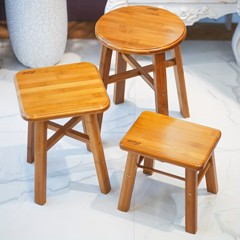 Multifunctional Bamboo Stool - Non-Slip, Suitable for Shower, Flower Placement and Shoe Changing - Ideal Choice for Home, Living Room, Bedroom, Mini Plants, Rectangular Steps, Vanity Seat, Requires Hammer and Screwdriver Installation (Tools Not Included)
