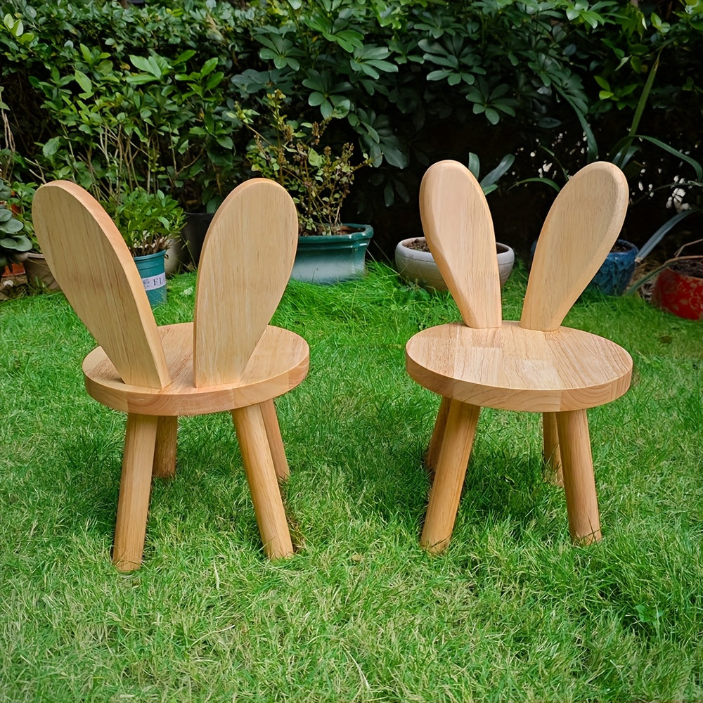 Chic Solid Wood Rabbit Ear Stool - Perfect for Shoe Changing, Living Room & Home Decor | Ideal for Parties & Entertainment