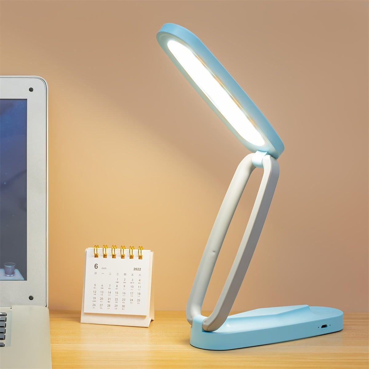 1pc Foldable LED Desk Lamp, Small Book Reading Light With 3 Brightness Color, Rechargeable & Dimmable, Eye-Caring Studying Light, Portable Table Lamp, For Home, Office, Travel