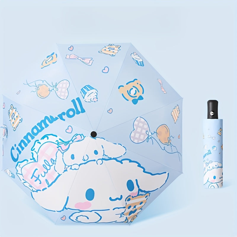 Sanrio Cinnamoroll Automatic Folding Umbrella - UV Protection, Portable & Foldable Design with 8 Ribs, Cute Patterns, Ideal for Women, Casual Outdoor Accessory