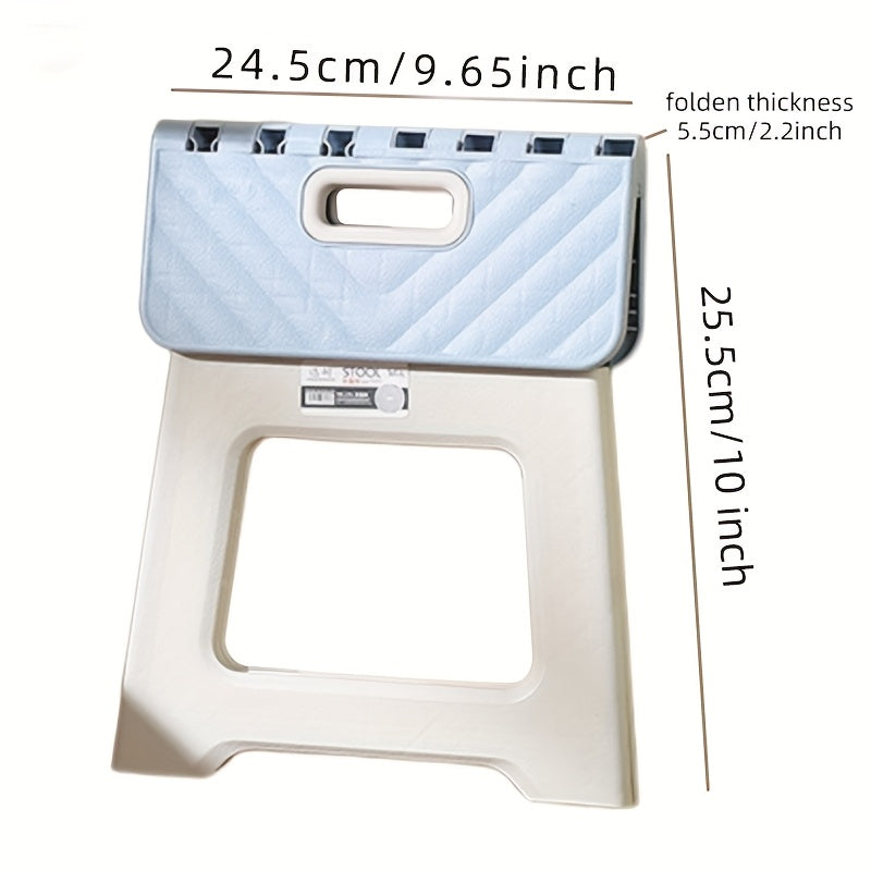 Blue Square Folding Stool, 661.39LB Thick Plastic, Portable & Lightweight, Expandable Storage, High Load-Bearing Capacity, No Battery Needed, for Outdoor Camping & Home Use