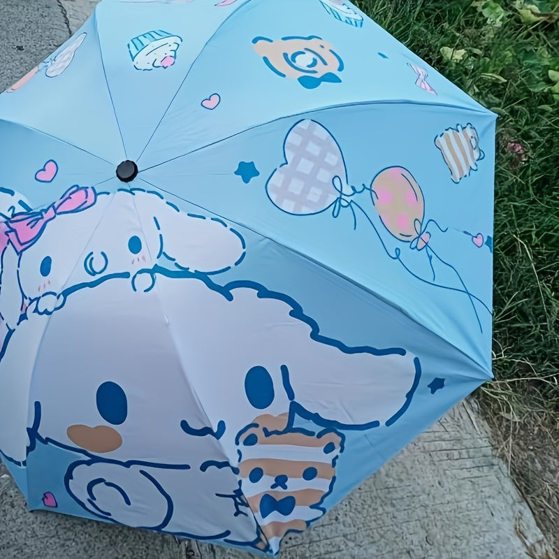 Sanrio Cinnamoroll Automatic Folding Umbrella - UV Protection, Portable & Foldable Design with 8 Ribs, Cute Patterns, Ideal for Women, Casual Outdoor Accessory