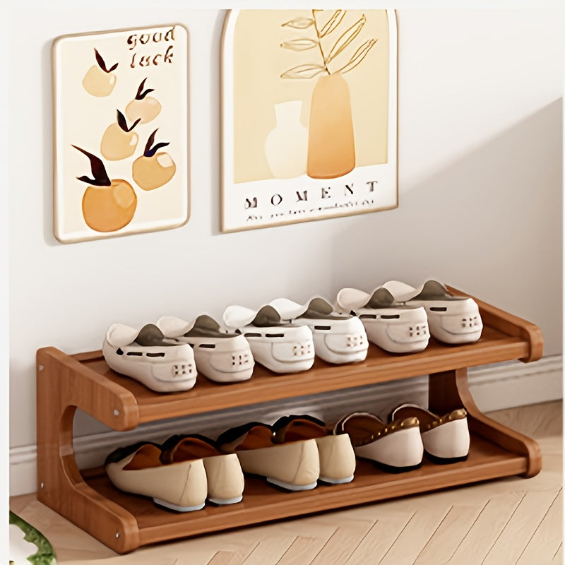 2-Tier\u002F6-Tier Natural Finish Wooden Shoe Rack - Space-Saving, Easy to Assemble, Perfect for Dorms and Hallways, Stylish Narrow Storage Solution, Non-Food Contact Safe, Shoe Organizer Box
