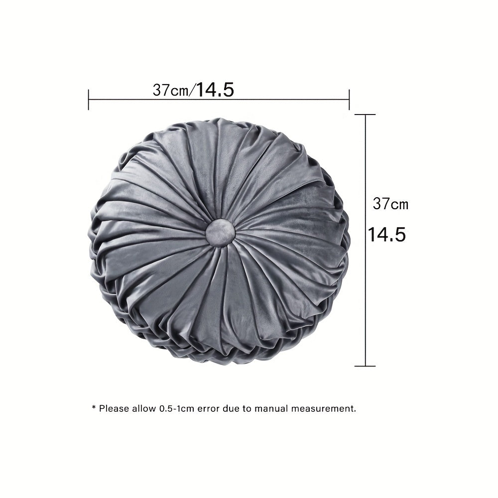 Lot de 2 Coussins D¨¦coratifs Pliss¨¦s Ronds, Coussins d'Accent ¨¦l¨¦gants en Forme de Citrouille avec Bouton Central, Coussins de Sol en Velours Vintage pour Canap¨¦, Chaise de Vanit¨¦ et Lit