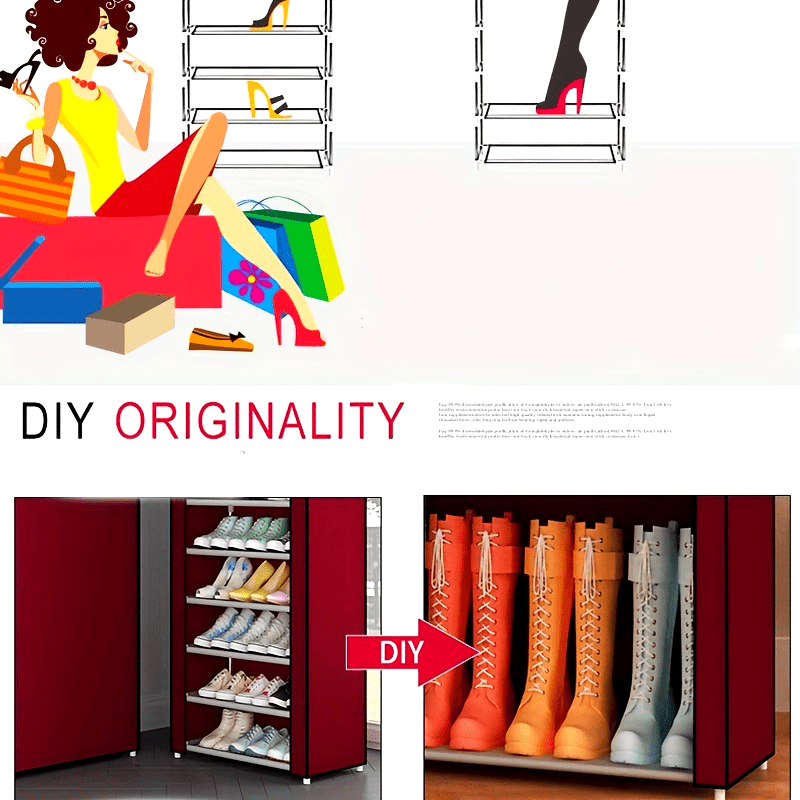 Multi-Layer Canvas Shoe Organizer with Lid - Detachable, Dustproof Boot Storage Cabinet for Home Organization, Shoe Rack, Independent