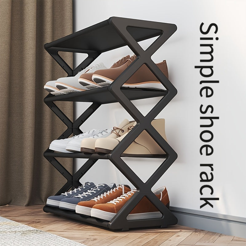 1pc Simple Shoe Rack - Easy Assembly Space-Saving Shoe Organizer with Multiple Compartments, Durable Plastic Shoe Storage for Home, Dorm, Entryway - Casual Style Shoe Cabinet
