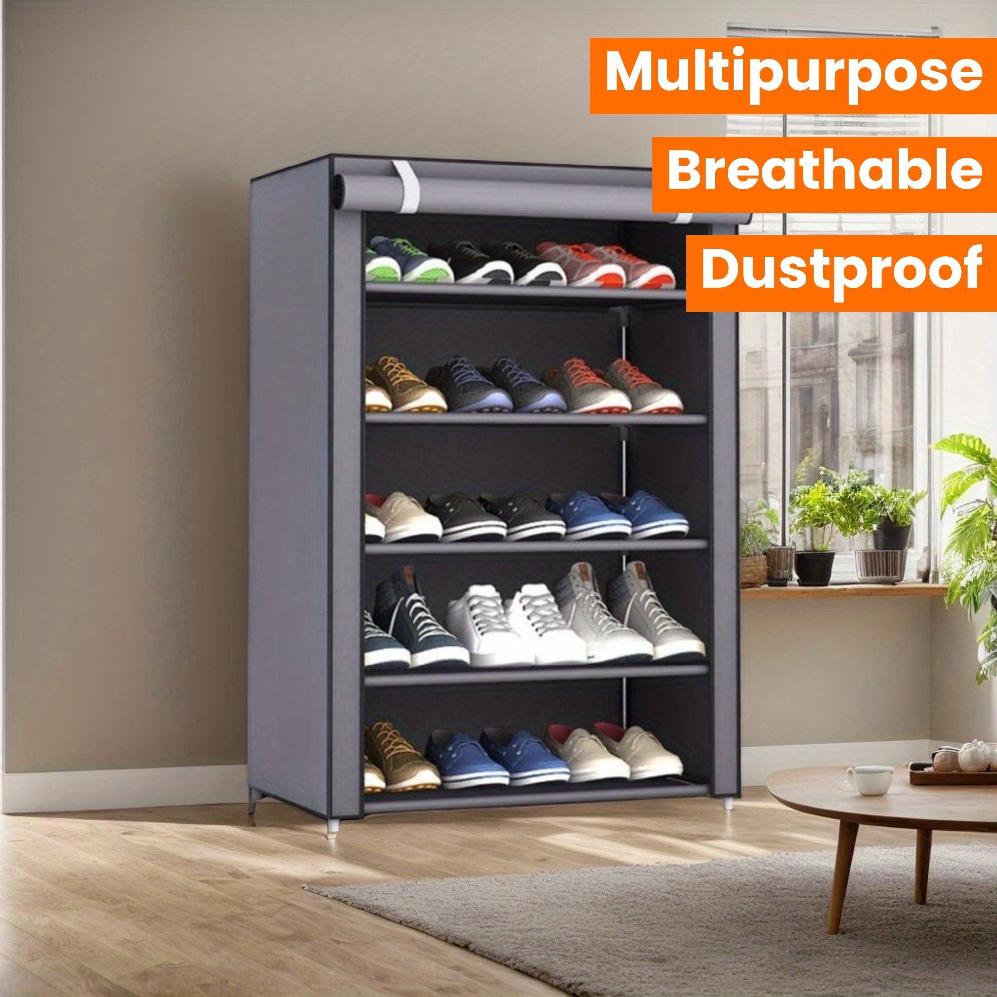 1pc Modern Metal Shoe Rack Organizer - Multipurpose, Rectangle, Dustproof, Breathable, Non-Waterproof, Space-Saving with Ample Shelving for Home Organization, Box,Cabinet,Rack for Outdoor Storage