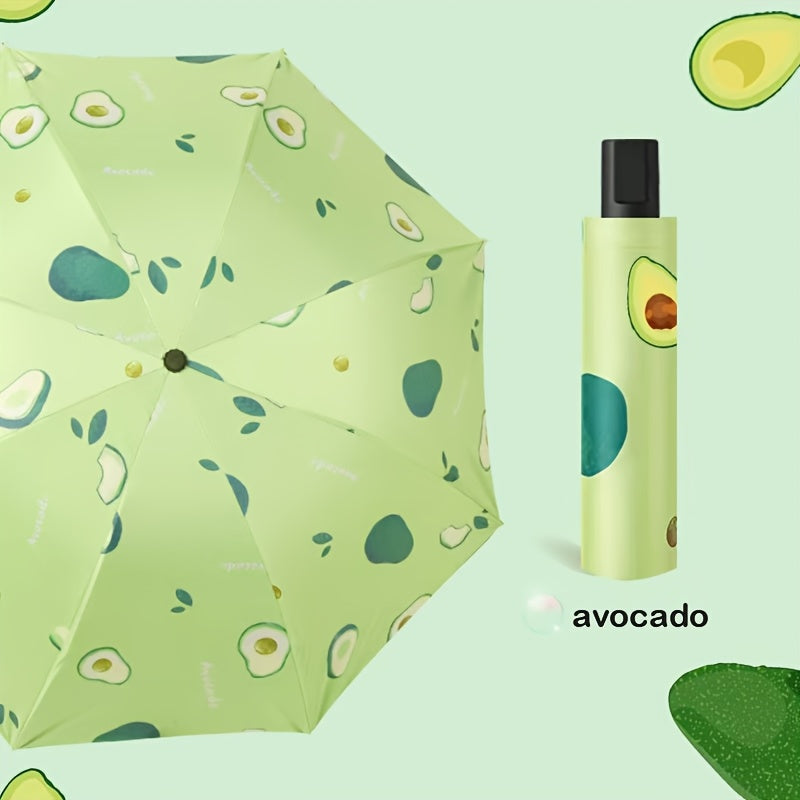 Parapluie pliant compact avec design de tranche de melon - Imperm¨¦able, protection UV, coupe-vent, parapluie de voyage portable avec cadre en m¨¦tal, s¨¦paration s¨¨che\u002Fliquide, ¨¦quipement de pluie compact, favori des ¨¦tudiants, parapluie mignon