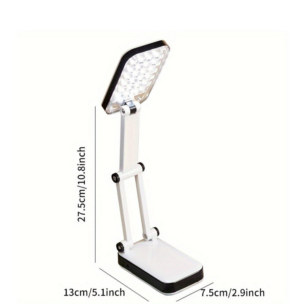 Foldable LED Desk Lamp with Eye Protection, Dual Power Source (Battery\u002FUSB), Adjustable Brightness, White, Ideal for Students, Dorm Rooms, and Bedside Reading, Desk Lamps for Home Office