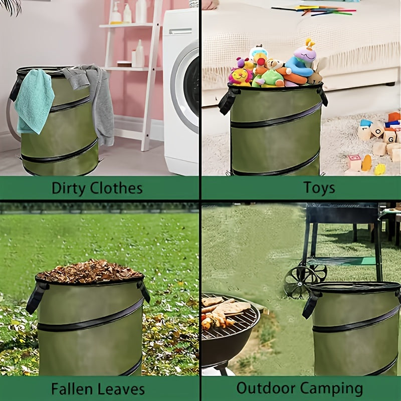 Car mounted pop-up trash bin, outdoor camping folding trash bin, leak proof Oxford cloth handle bin, portable camping picnic storage bin, large folding bag, garbage bag