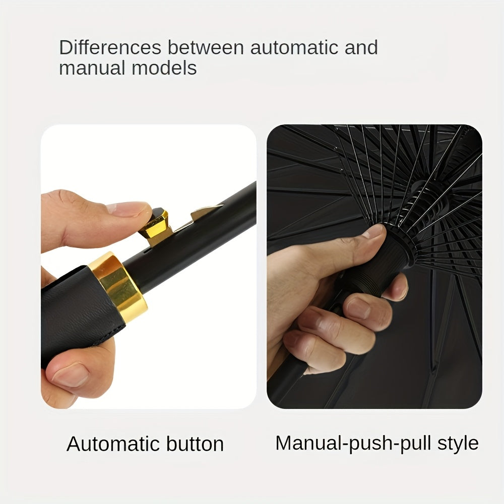 Un parapluie r¨¦sistant au vent ¨¤ 24 baleines, dot¨¦ d'une poign¨¦e longue - Il est imperm¨¦able, portable et s'ouvre avec un seul clic, con?u pour les hommes et les femmes avec un mat droit.