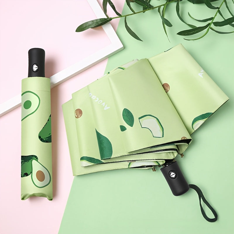 Parapluie pliant compact avec design de tranche de melon - Imperm¨¦able, protection UV, coupe-vent, parapluie de voyage portable avec cadre en m¨¦tal, s¨¦paration s¨¨che\u002Fliquide, ¨¦quipement de pluie compact, favori des ¨¦tudiants, parapluie mignon