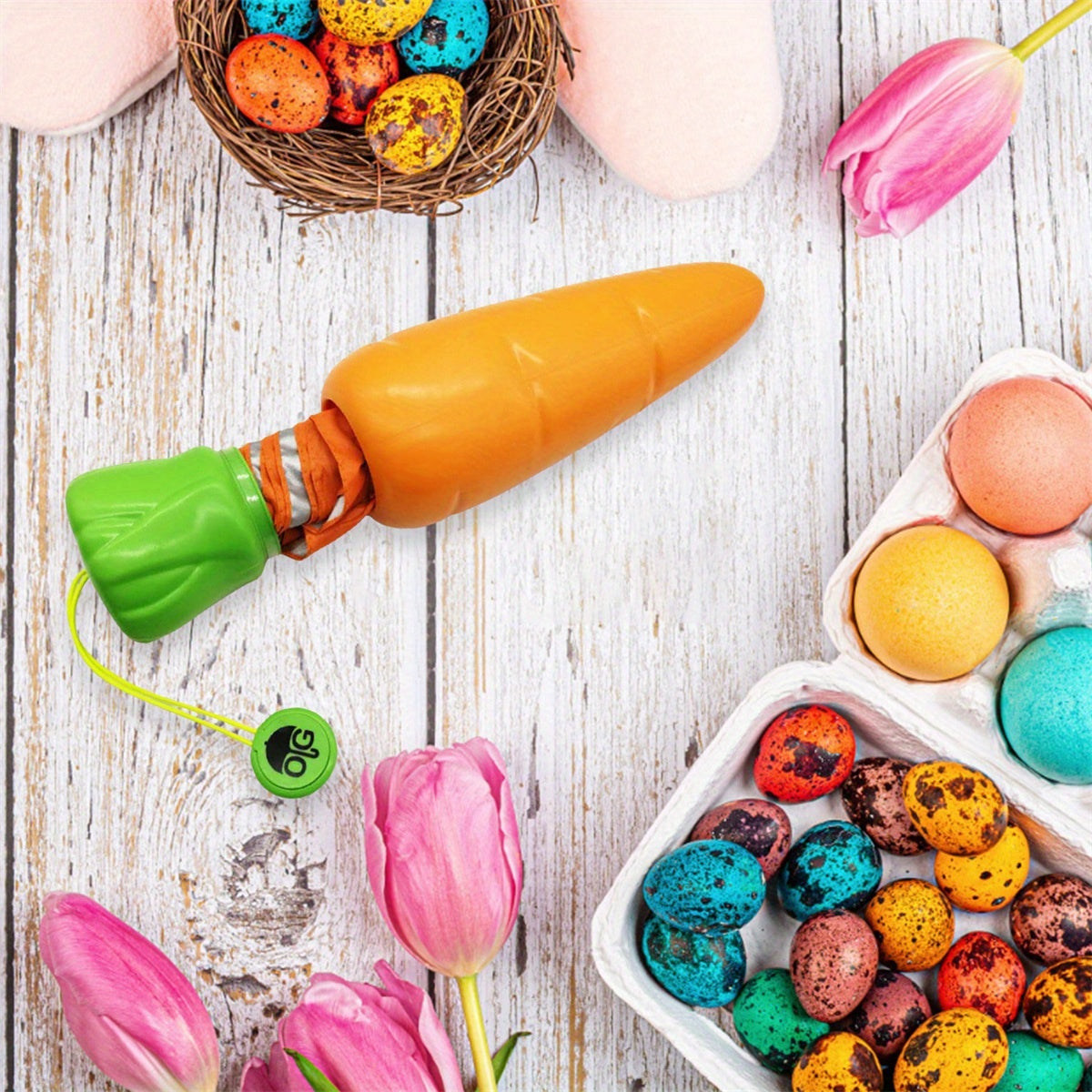 Parapluie pliable pour enfants avec motif de carottes - Protection contre le soleil et la pluie, coupe-vent, portable, orange avec accents de feuilles vertes, id¨¦al pour les activit¨¦s en plein air et l'utilisation quotidienne, parapluie pour la pluie