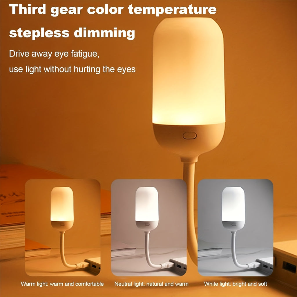 1pc Touch-Controlled Dimmable LED Night Light, USB Powered Eye-Caring Desk & Wall Lamp, PVC Material, 3 Color Temperatures for Home Use