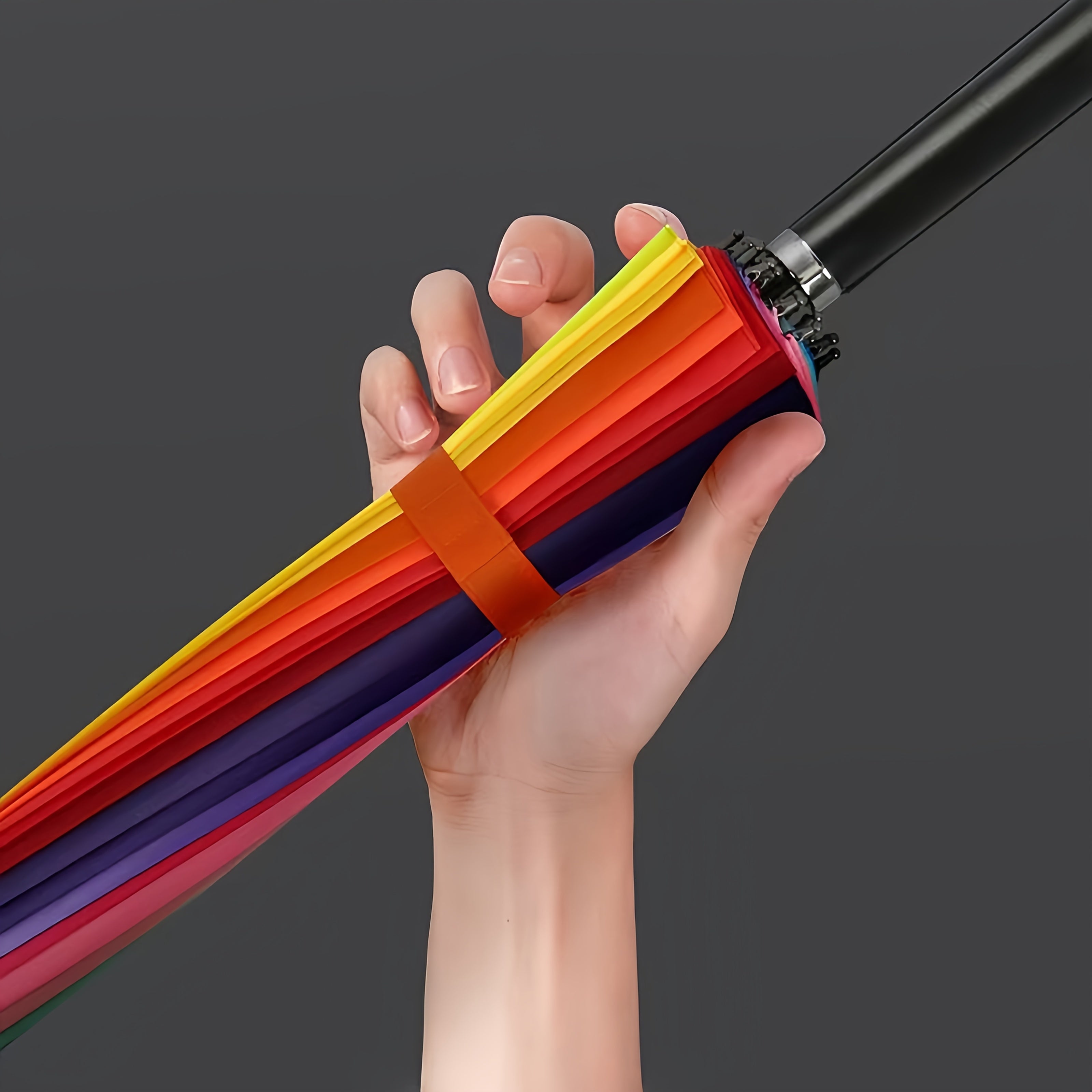 Parapluie Arc-en-ciel Vibrant 1pc - ¨¦pais, Grand, Ouverture et Fermeture Manuelle, Conception Coupe-Vent ¨¤ 24 Nervures, Protection UV, Parasol Color¨¦ pour une Protection ¨¦l¨¦gante contre les Intemp¨¦ries