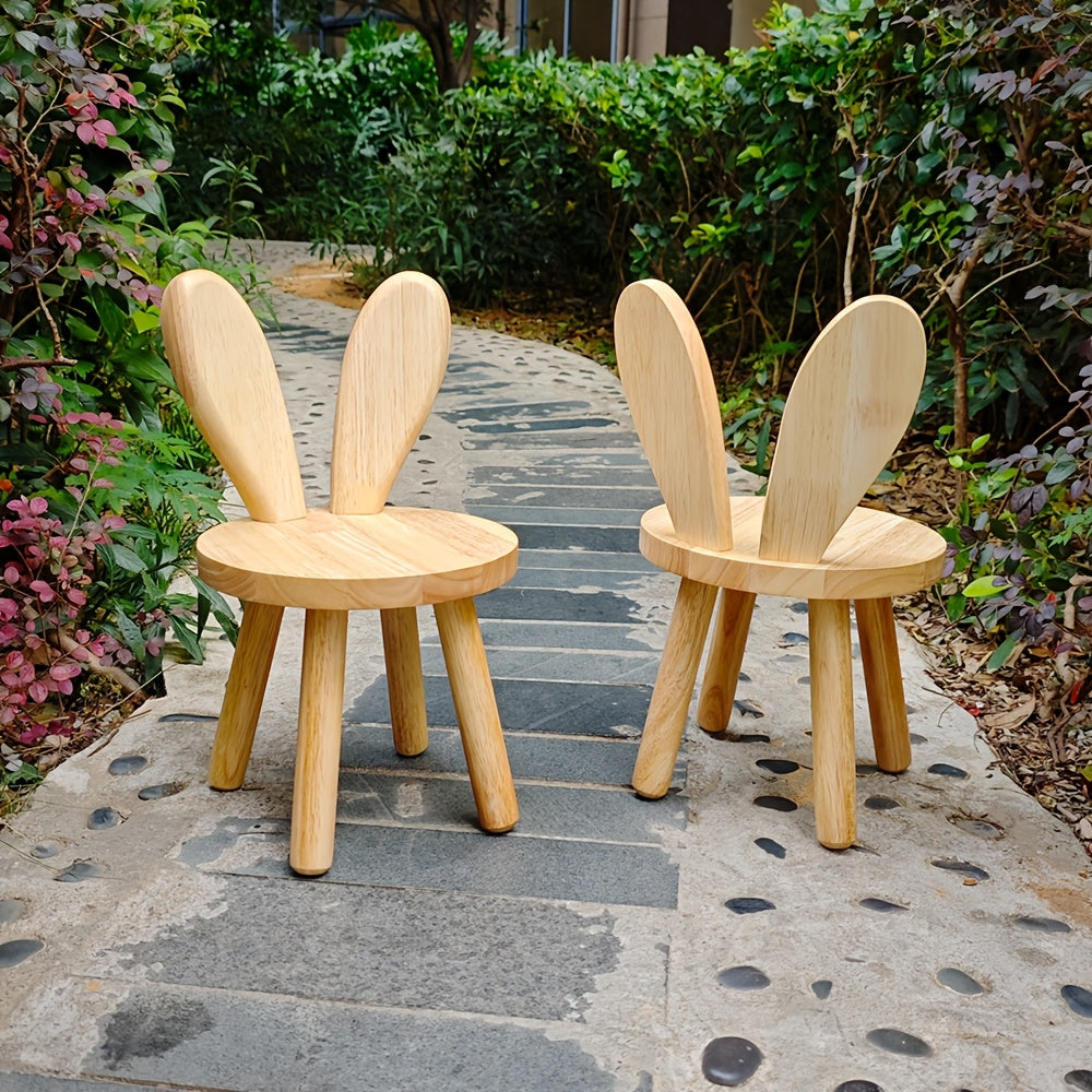 Chic Solid Wood Rabbit Ear Stool - Perfect for Shoe Changing, Living Room & Home Decor | Ideal for Parties & Entertainment