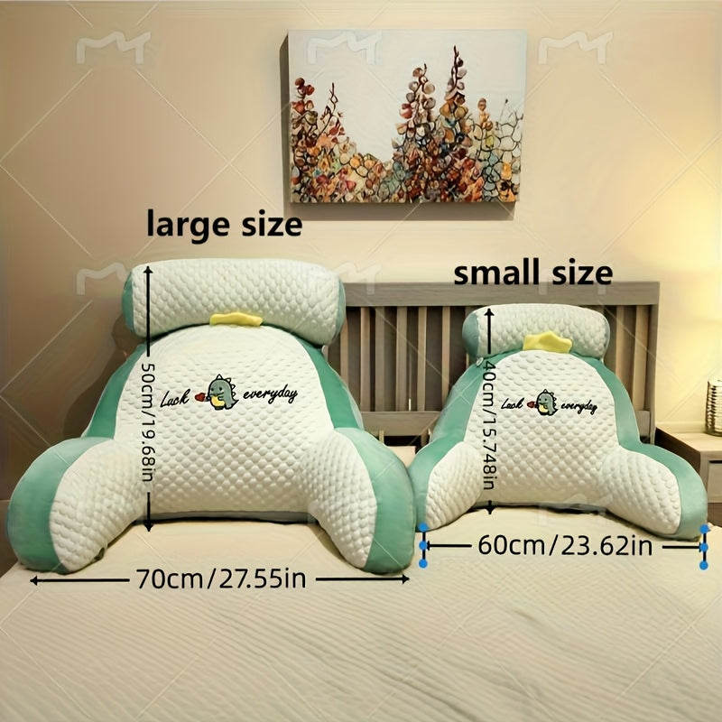 Oreiller de lecture ergonomique 1 pi¨¨ce avec support lombaire r¨¦glable | Coussin moelleux pour lit, canap¨¦, chaise | Tissu en polyester respirant | Design matelass¨¦ gris et blanc avec broderie \