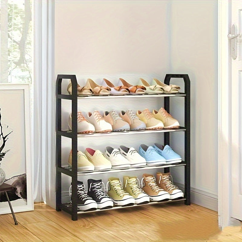 Space-Saving 4-Tier Shoe Organizer - Durable Metal and Plastic Dustproof Shoe Rack for Entryway, Bedroom, Living Room, Dormitory, with Vertical Storage Design, Shoe Storage Organize