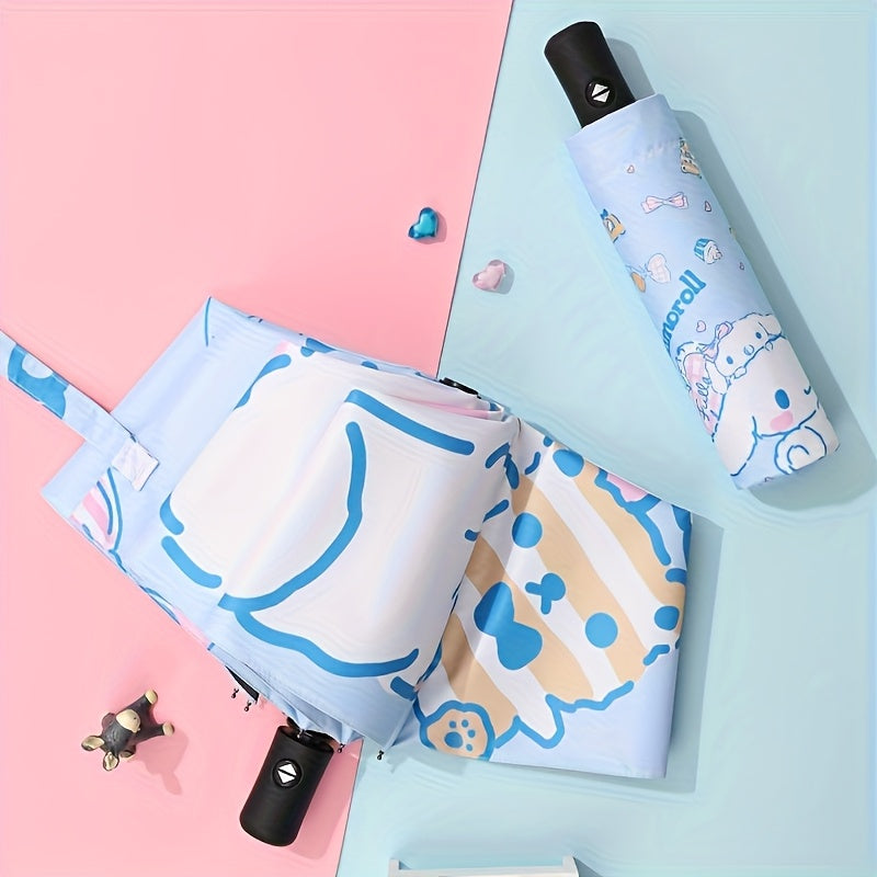 Sanrio Cinnamoroll Automatic Folding Umbrella - UV Protection, Portable & Foldable Design with 8 Ribs, Cute Patterns, Ideal for Women, Casual Outdoor Accessory