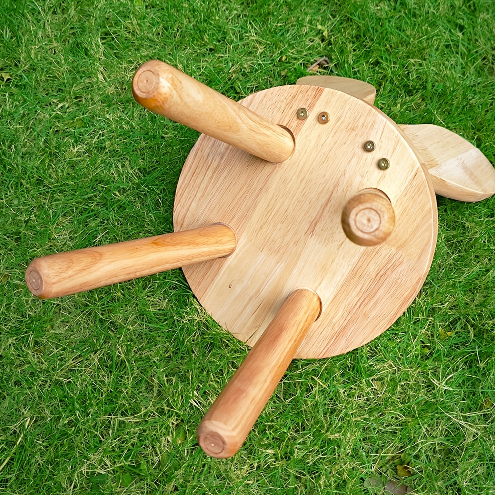 Chic Solid Wood Rabbit Ear Stool - Perfect for Shoe Changing, Living Room & Home Decor | Ideal for Parties & Entertainment