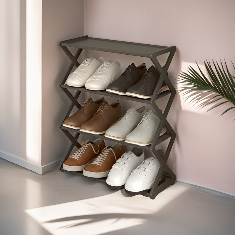 Elegant X-Shaped Metal Shoe Rack - Durable Iron Alloy, Easy Assembly, Space-Saving Design for Home & Dorm, Ideal for Storing Shoes and Accessories, Shoe Storage|Modern Shoe Rack|Durable Construction, Shoe Storage Rack