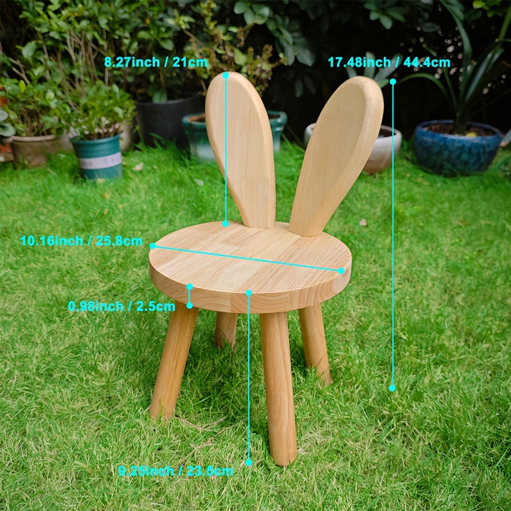Chic Solid Wood Rabbit Ear Stool - Perfect for Shoe Changing, Living Room & Home Decor | Ideal for Parties & Entertainment