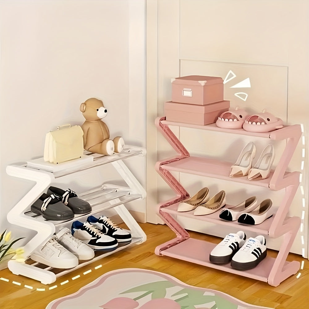 4-Tier Z-Shaped Shoe Rack ¨C Space-Saving, Multi-Layer Storage Organizer for Bathroom, Dorm, or Small Apartment ¨C Easy Assembly, Under 27\