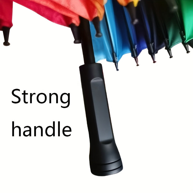 Parapluie Arc-en-ciel Vibrant 1pc - ¨¦pais, Grand, Ouverture et Fermeture Manuelle, Conception Coupe-Vent ¨¤ 24 Nervures, Protection UV, Parasol Color¨¦ pour une Protection ¨¦l¨¦gante contre les Intemp¨¦ries